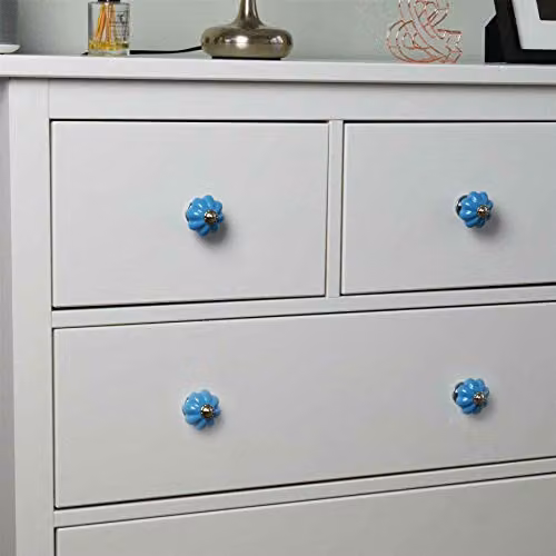Nicola Spring Polished Blue Ceramic Cabinet Knobs, Pack of 6 – 2