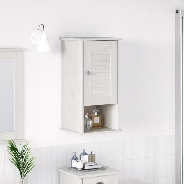 Berkfield Home White Solid Pine Wood Storage Cabinet with Hinged Doors and Internal Shelves