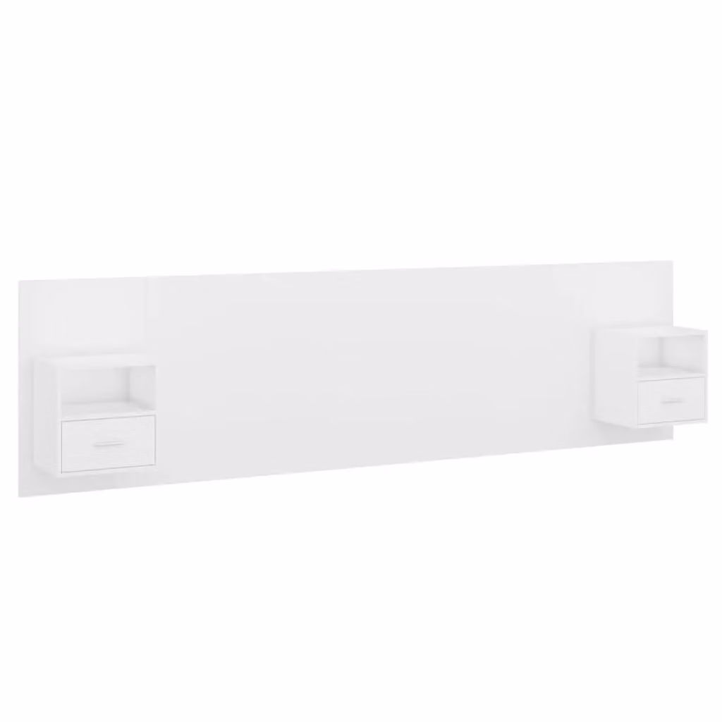 Berkfield Home Classic Bed Headboard with Integrated Nightstands and Side Compartments in White Matt Engineered Wood – 2