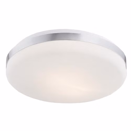 Argon Moderna Round Ceiling Lamp in White and Chrome with Glass Shade, 2 x E27, W: 30 cm, D: 30 cm, H: 7 cm