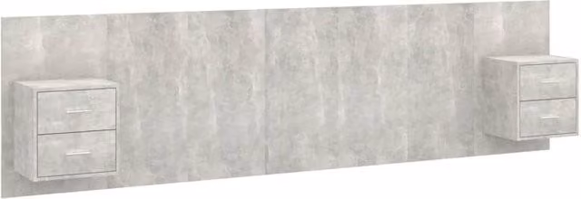 Berkfield Home Bed Headboard with Integrated Nightstands and Side Compartments in Concrete Grey Engineered Wood