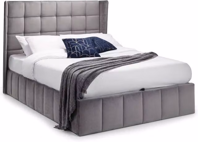 Cheshire Tamarack Upholstered Ottoman Storage Bed in Grey, King Size (W: 150 cm, D: 200 cm)