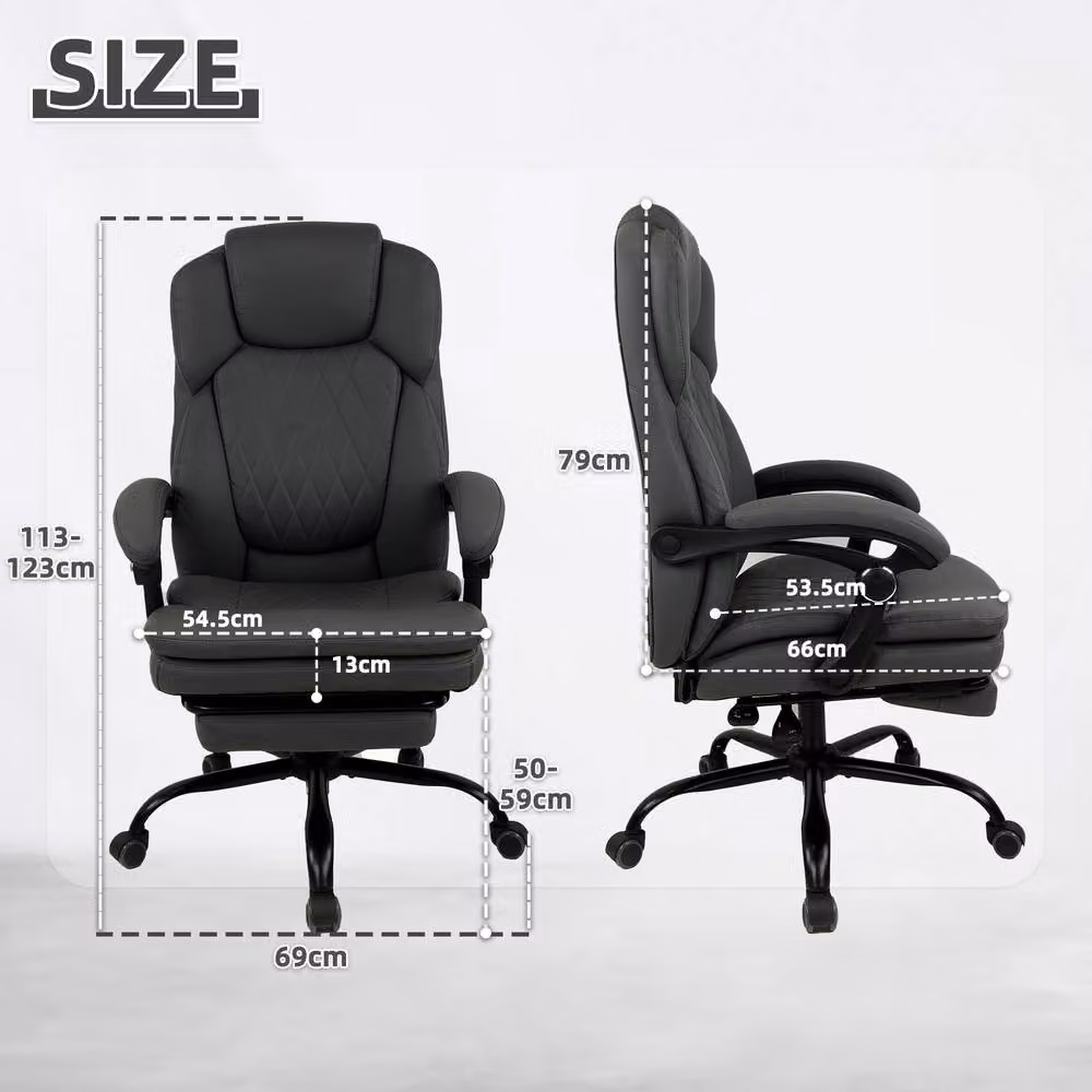 FURNITURE ONE Executive Office Swivel Chair in Dark Grey with Headrest and Armrests – 9