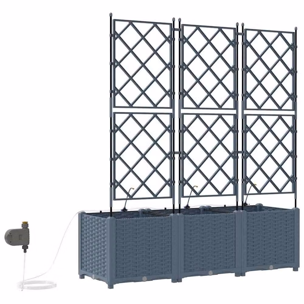 Berkfield Home Garden Planters with Water Irrigation System, 3 Piece Set, Grey – 5