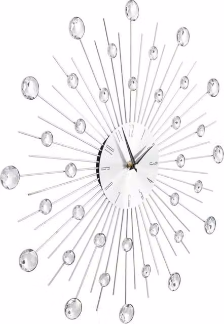 Berkfield Home Modern Round Wall Clock with Quartz Movement in Silver, Diameter: 50 cm