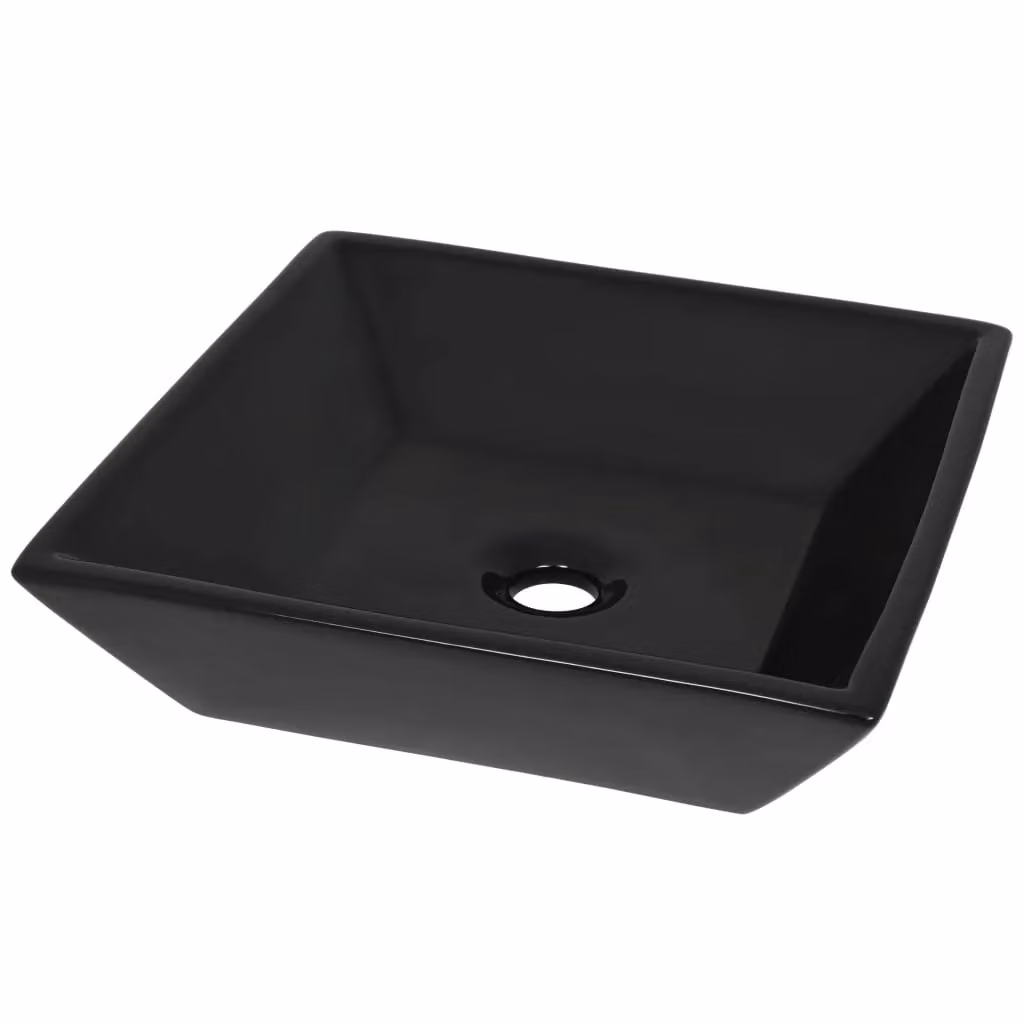 Berkfield Home Square Ceramic Basin in Black, W/D/H: 41.5 x 41.5 x 12 cm – 2
