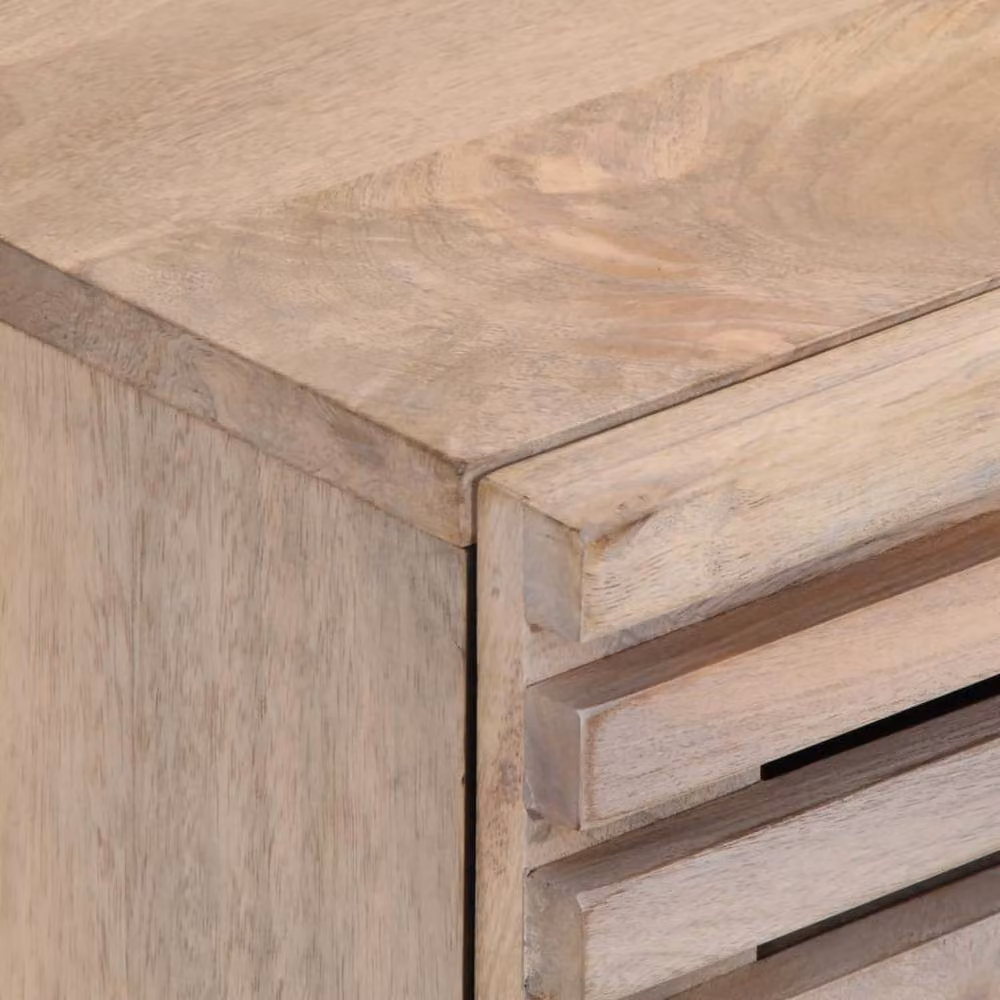 Berkfield Home Solid Mango Wood Bedside Cabinet in Light Tan Beige, W/D/H: 40 x 33 x 46 cm – 5