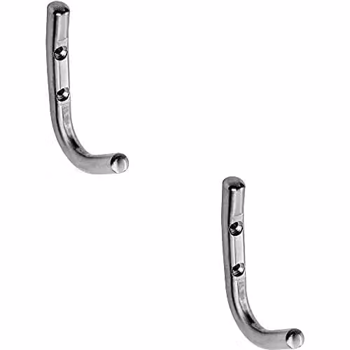 Loops 2 Pack Slimline One Piece Wall Mounted Coat Hook in Brushed Silver Stainless Steel