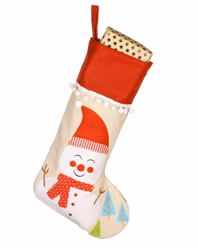 Dibor Set of 4 Multicolour Natural Snowman Pom Pom Christmas Tree Gift Bags – 2