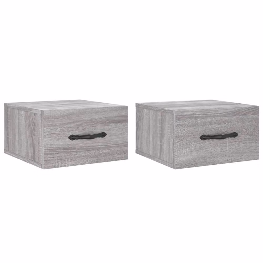 Berkfield Home Wall-mounted Bedside Cabinets, 2 Pack, Grey Sonoma, W/D/H: 35 x 35 x 20 cm