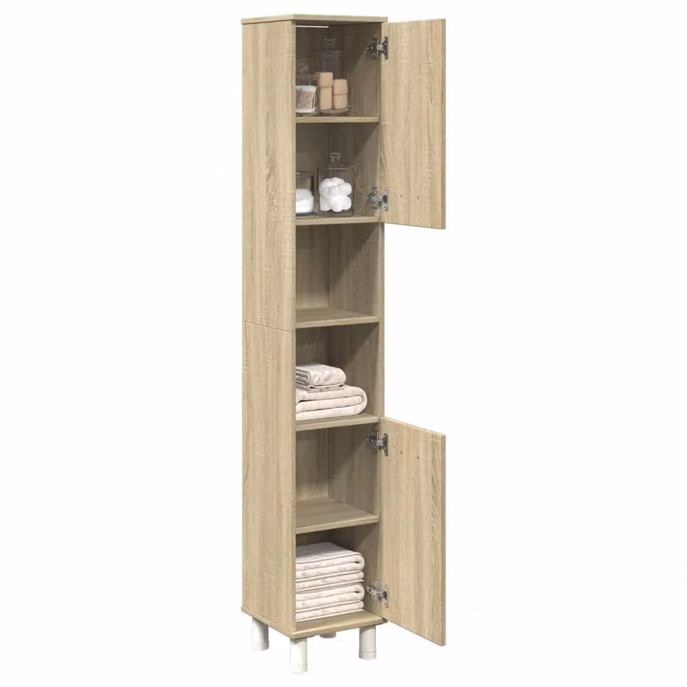 Berkfield Home Practical Bathroom Cabinet in Sonoma Oak, Light Brown, W: 30.5 cm, D: 30 cm, H: 179 cm – 2