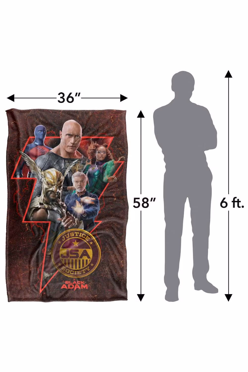 LOGOVISION Black Adam Character Super Soft Fleece Throw Blanket, Multicolour, W: 91 cm, L: 147 cm – 7