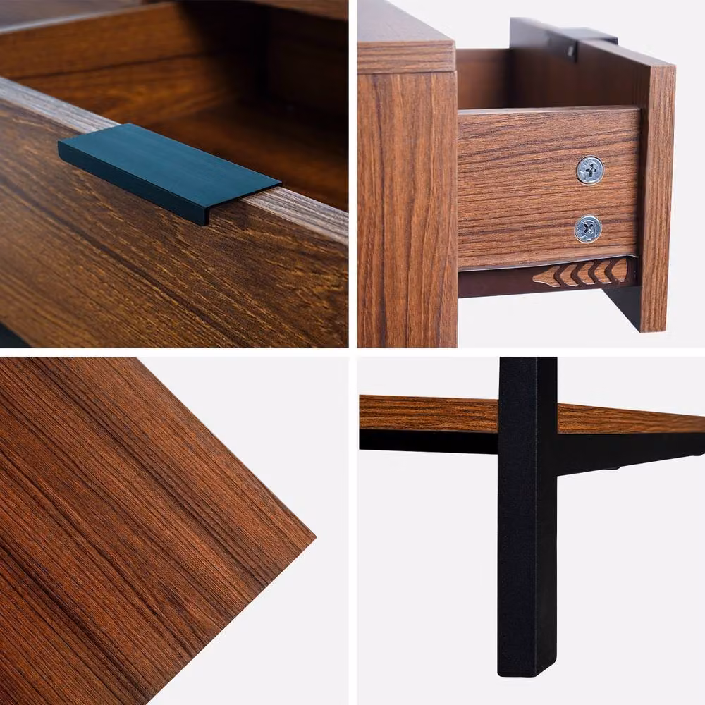 Sweekeet Walnut Wooden Effect TV Unit in Dark Brown with 3 Drawers, W: 130 cm, D: 40 cm, H: 53.5 cm – 3