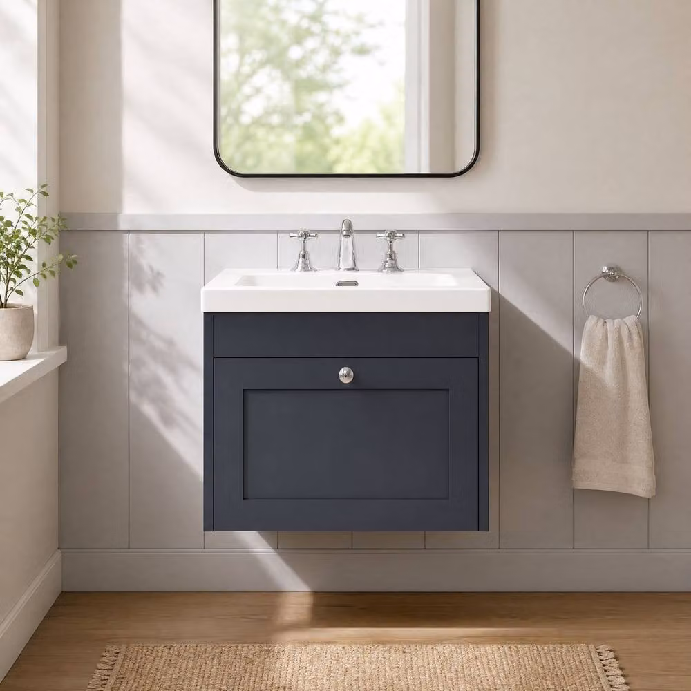 Balterley Wall Hung Single Drawer Vanity Unit with Basin in Anthracite Grey W/D/H: 60.0 x 45.3 x 43.1 cm – 2