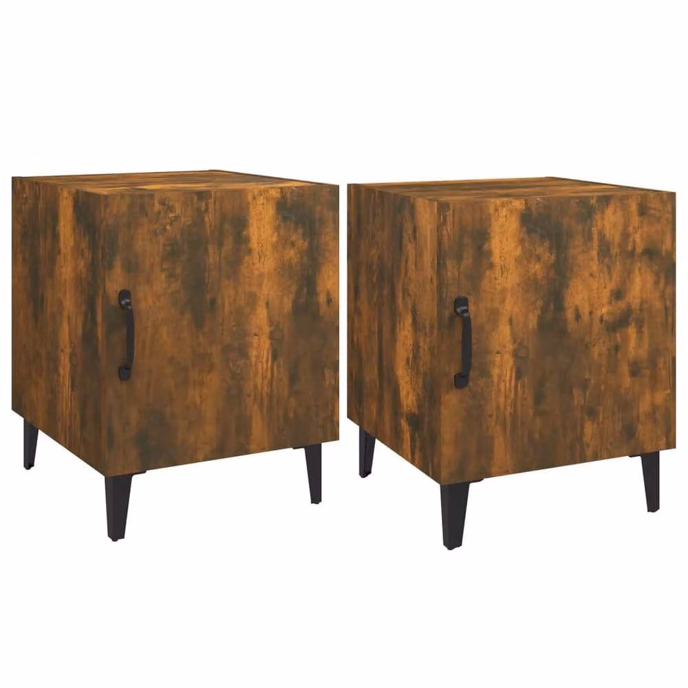 Berkfield Home Elegant Bedside Cabinets, Set of 2, Brown Smoked Oak Engineered Wood – 2