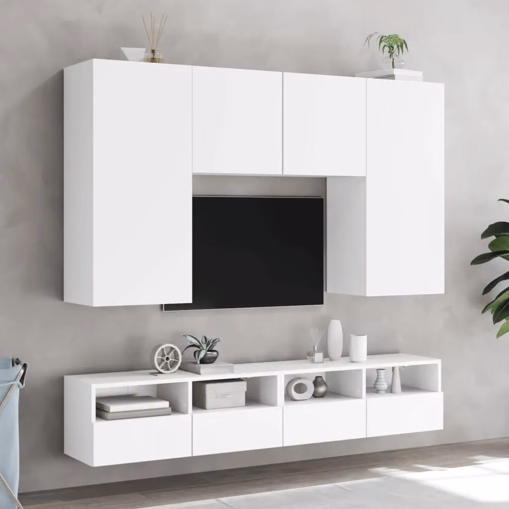 Berkfield Home White Wall Mounted TV Cabinet with Internal Shelves and Hinged Doors, W/D/H: 100 x 30 x 30 cm – 4