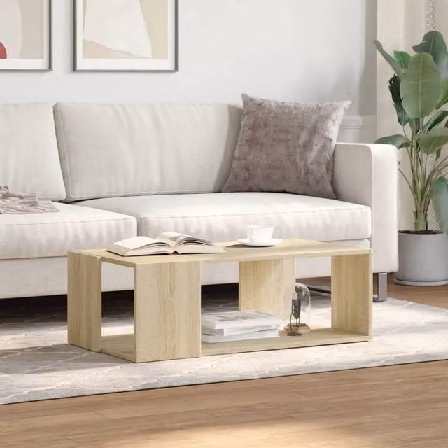 Berkfield Home Sonoma Oak Decorative Coffee Table in Light Tan, W/D/H: 89.5 x 48 x 30 cm – 1