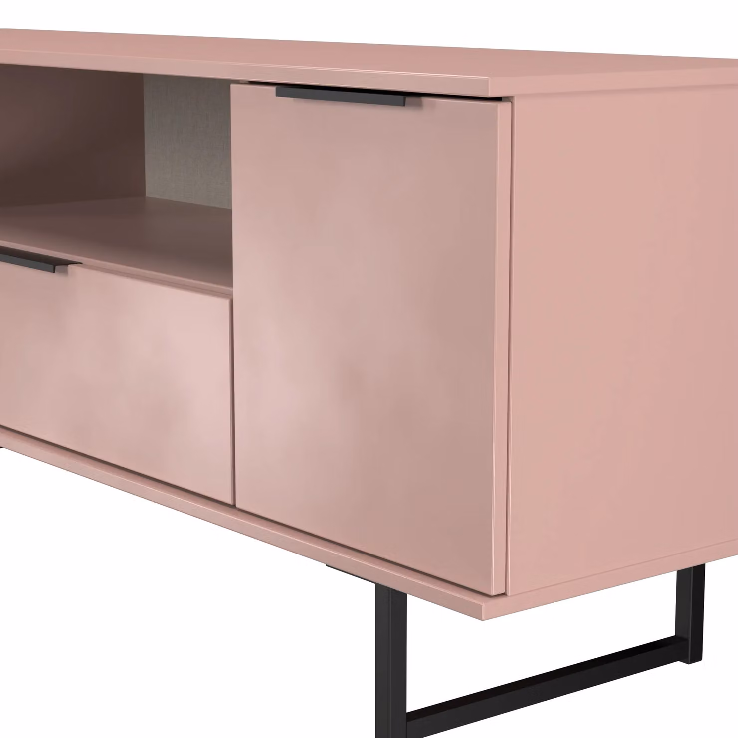 Ready Assembled 2 U Fuji Modern Wide TV Unit with 2 Doors and 1 Drawer in Dusty Pink – 3