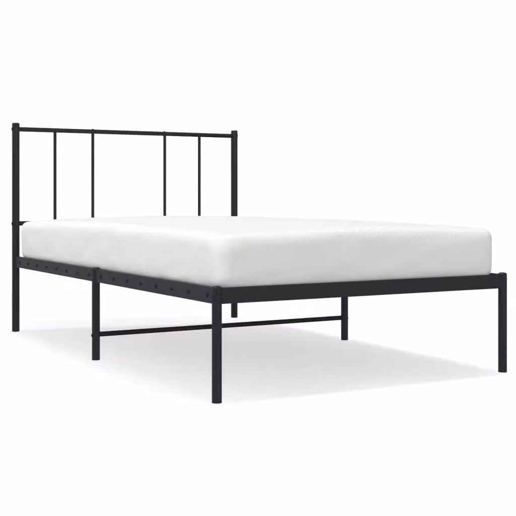 Berkfield Home Metal Bed Frame with Headboard, Black, W: 100 cm, L: 190 cm – 2
