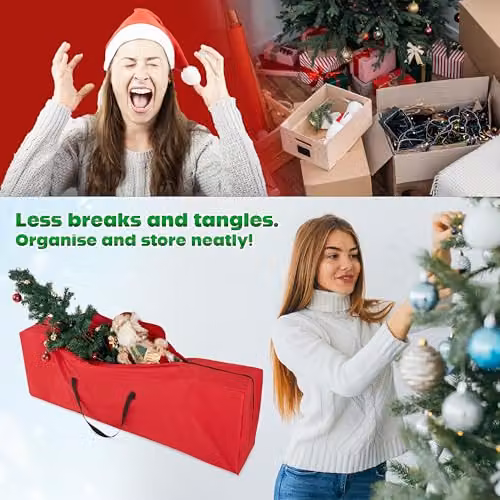 Deco Express Christmas Tree Storage Bag in Red, W/D/H: 160 x 30 x 50 cm – 4