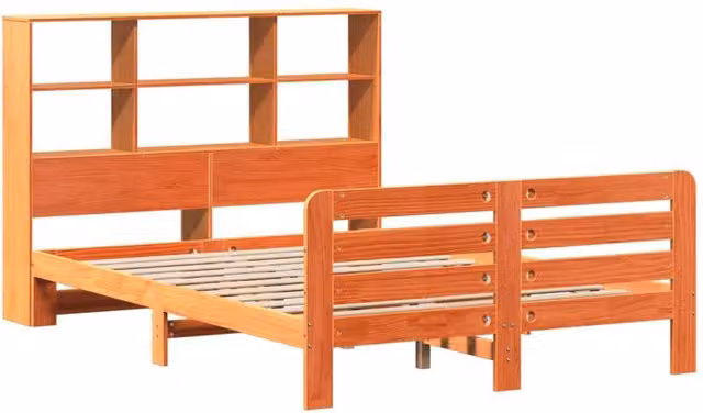 Berkfield Home Solid Wood Pine Full Bed Frame in Wax Brown, W/D/H: 140 x 200 cm – 1