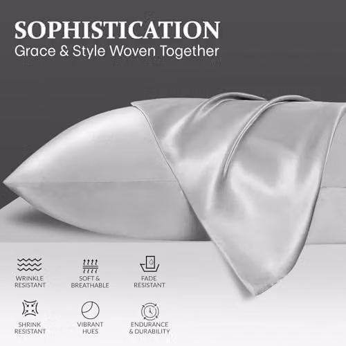 Grace Grey Satin Silk Pillowcases, 4 Pack, Hypoallergenic with Envelope Closure – 2
