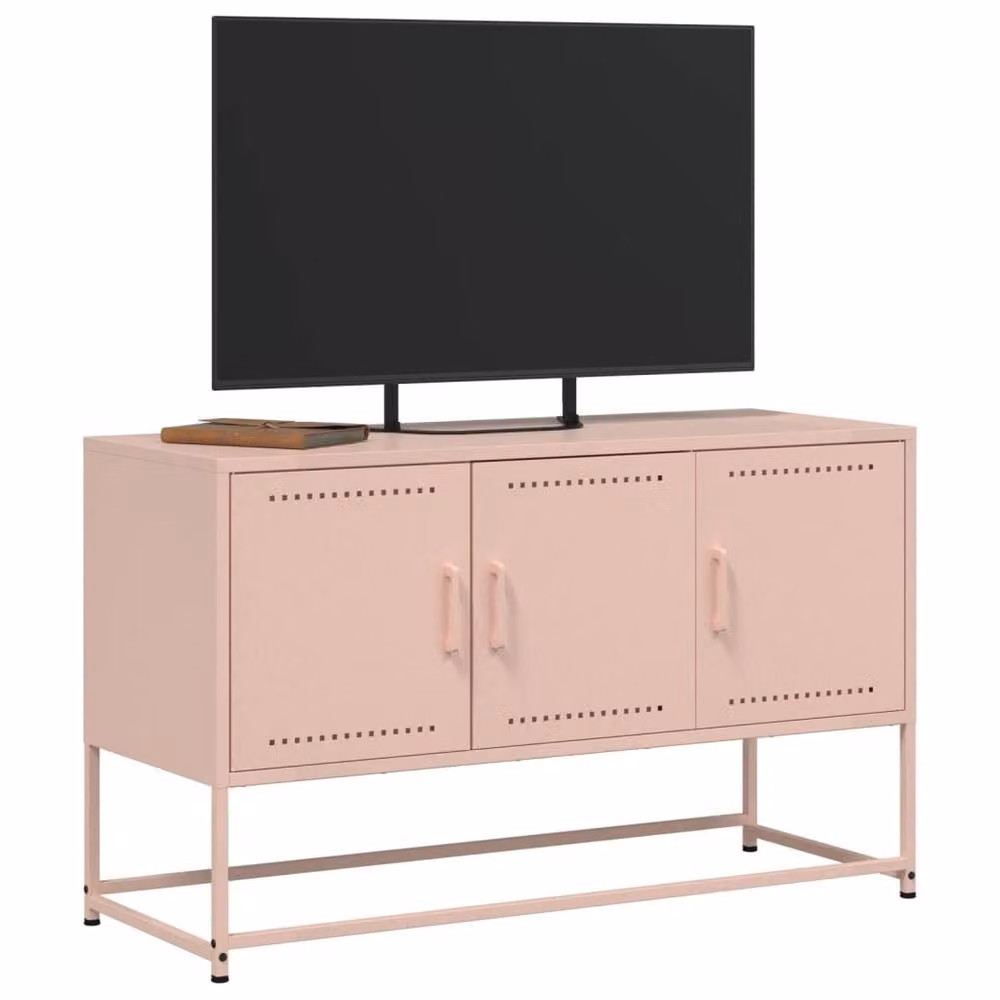 Berkfield Home Modern Pink Metal TV Cabinet W: 100.5 cm, D: 39 cm, H: 60.5 cm – 4