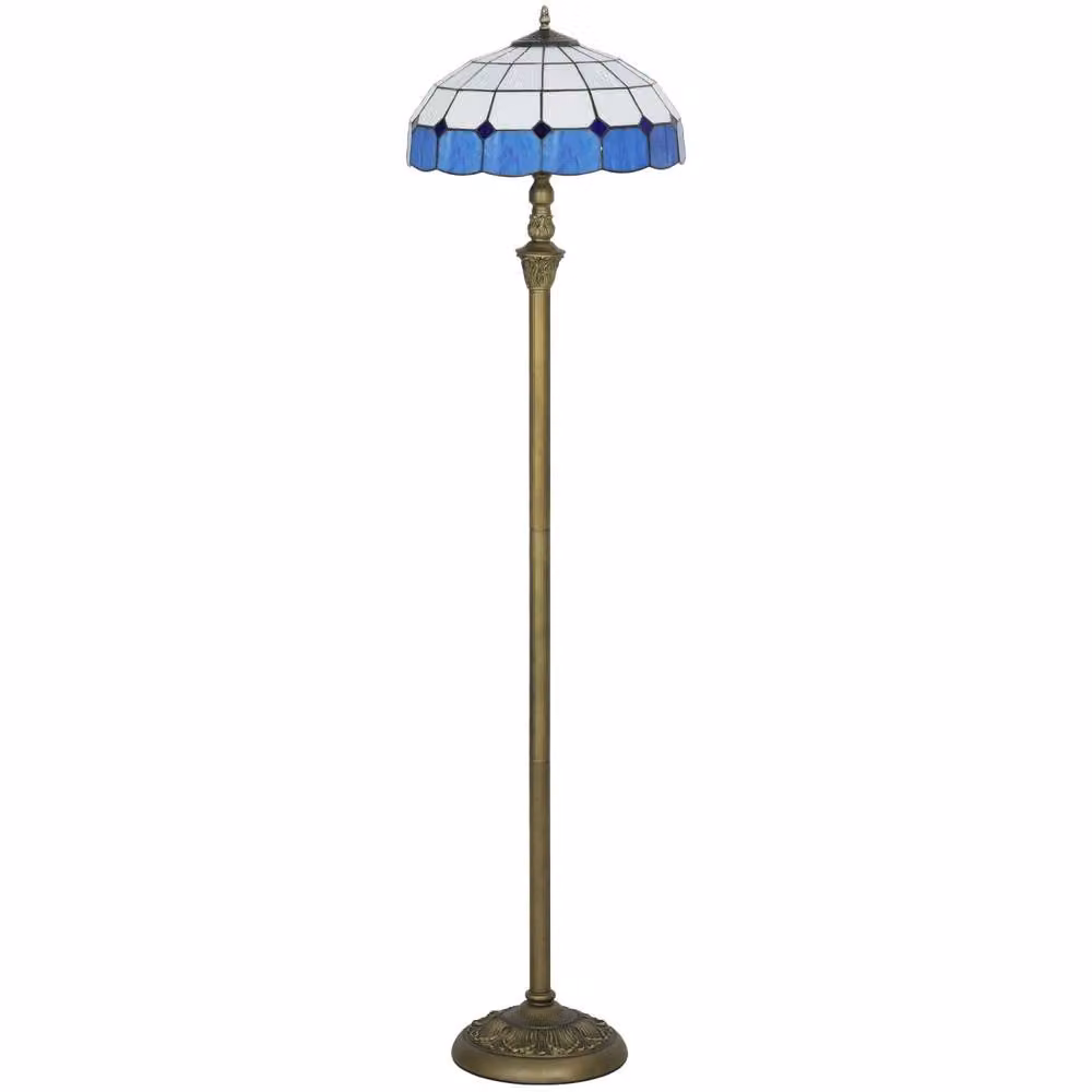 Wyld Haus Luel Tiffany Style Floor Lamp in Bronze Tone Metal and Multicolour Glass, Height: 152 cm – 2