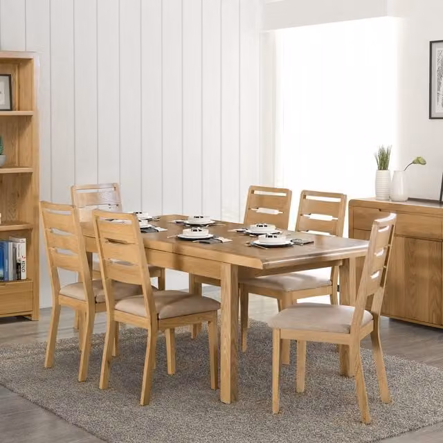 Julian Bowen Modern Oak Extendable Rectangular Dining Table and Chairs Set in Brown