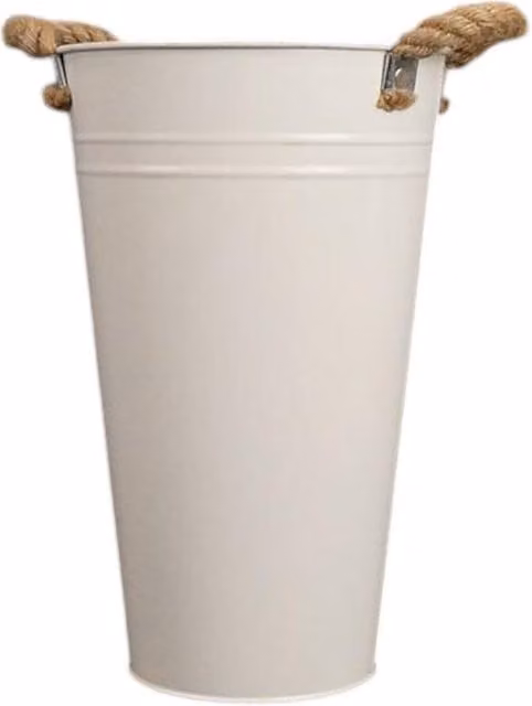 Four Candle Metal Flower Bucket in White and Beige, Height: 30 cm – 1