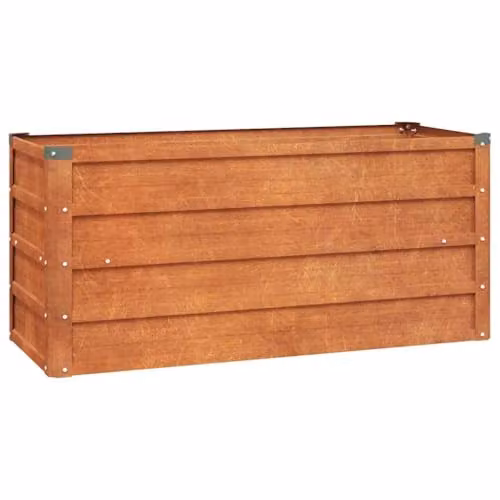 vidaXL Corten Steel Raised Bed in Brown, W: 100 cm, D: 40 cm, H: 45 cm