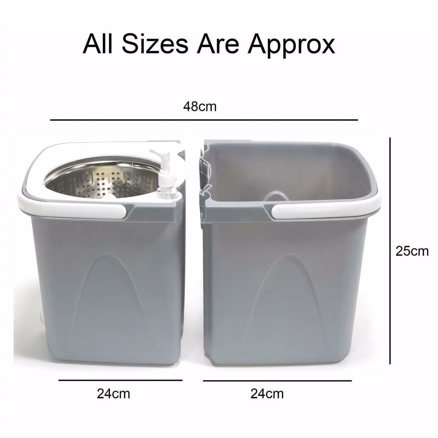 Gr8 Home 360 Dual Spin Mop and Bucket Set with Wringer and 3 Microfibre Heads in Grey – 5