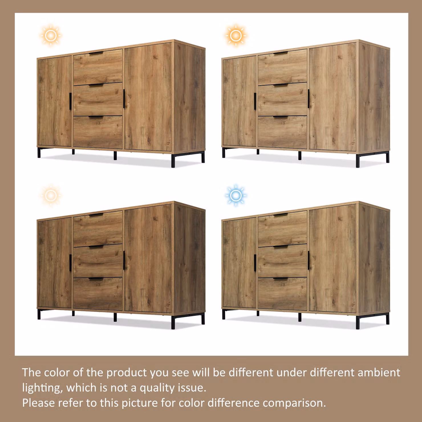Aosom UK Modern Industrial Sideboard in Dark Oak with Adjustable Feet and Height-Adjustable Shelf, W: 120 cm, D: 40 cm, H: 76 cm – 5