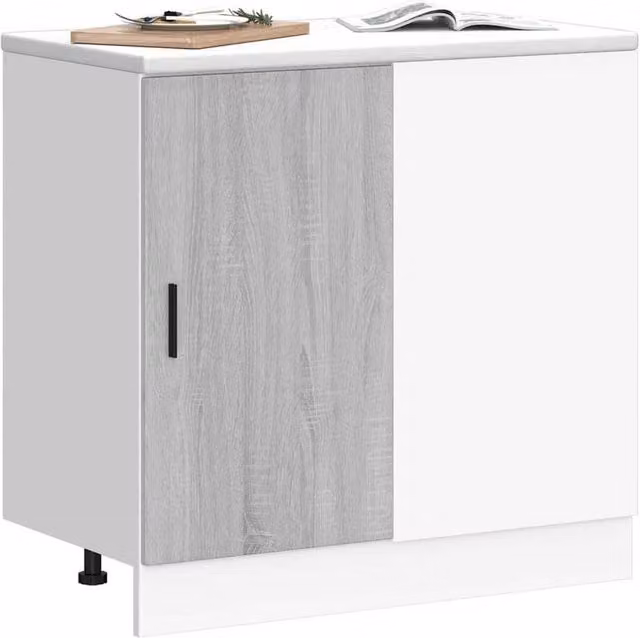 Berkfield Home Grey Sonoma Matt Sink Base Cabinet in Engineered Wood W/D/H: 81.5 x 46 x 46 cm
