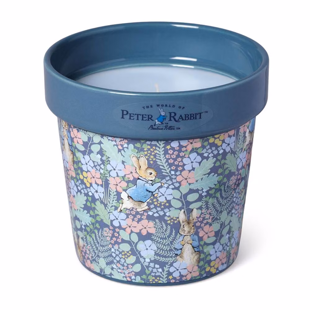 Peter Rabbit Blue Floral Printed Ceramic Plant Pot Candle with Wildflower Floral Scent, 277g – 2