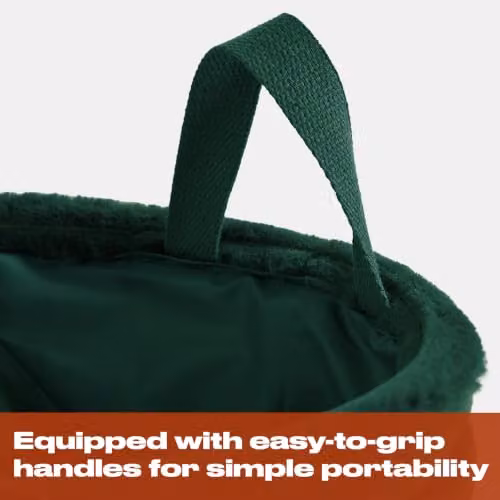 OHS Ribbed Faux Fur Storage Basket with Handles, Green, W/D/H: 30.0 x 26.0 x 23.4 cm – 4