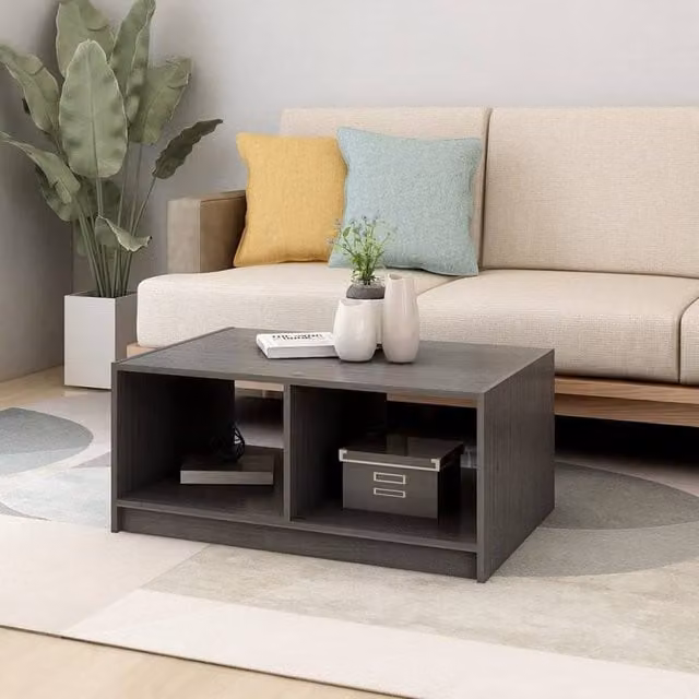 Berkfield Home Modern Rectangular Coffee Table in Grey Solid Pinewood, W: 75 cm, D: 50 cm, H: 33.5 cm