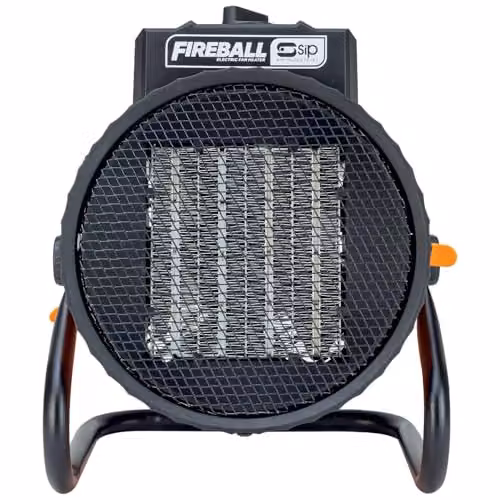 SIP FIREBALL Turbofan 2000 Electric Fan Heater with Overheat Protection and Thermostat, Orange and Silver, W: 21 cm, D: 16 cm, H: 22 cm – 6