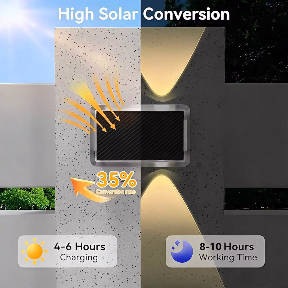 SPETLEK Set of 4 Solar RGB Up and Down Wall Lights in Black, Waterproof IP65 for Garden and Terrace – 4
