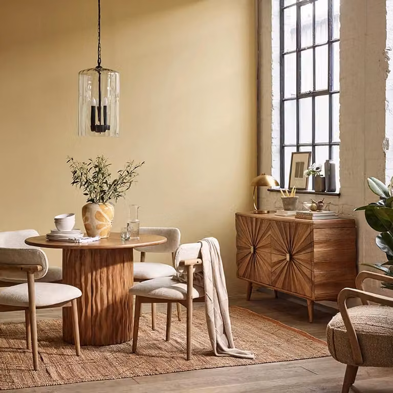 Atkin and Thyme Flora Round Mango Wood Dining Table in Brown