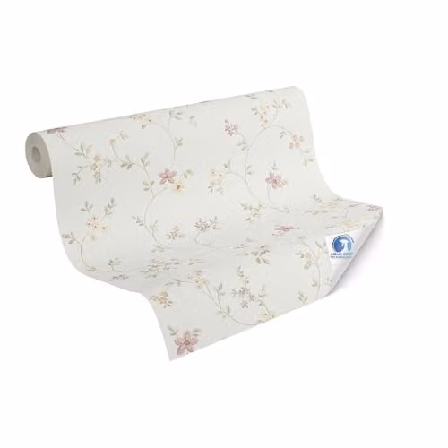 Livingwalls DESIGNDROP Floral Non-Woven Wallpaper in Cream, Green and Pink, W: 0.53 m, L: 10.05 m