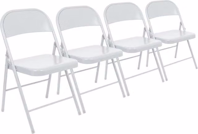 Havendro Set of 4 Matt White Metal Folding Chairs