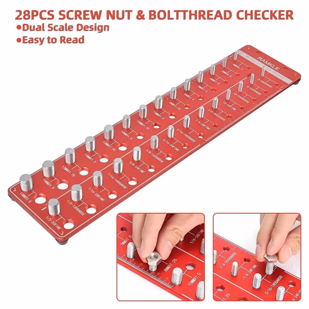 KORVIXA 34 Thread Nut and Bolt Thread Identifier Gauge Set in Red – 3