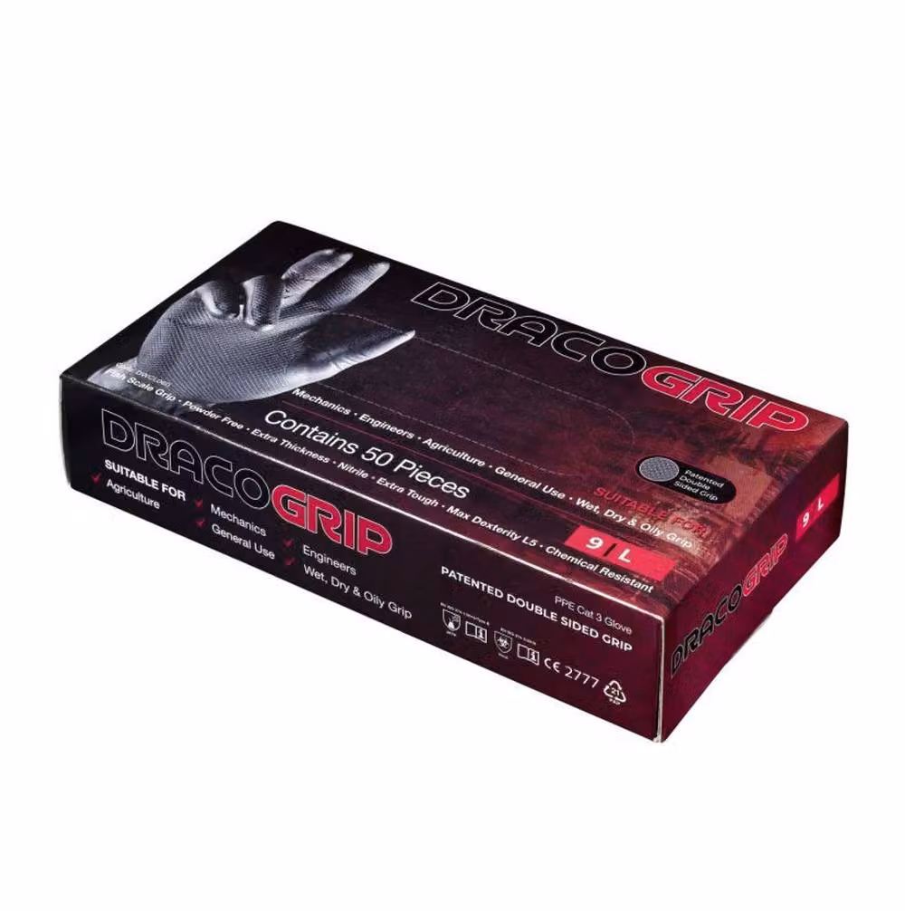 Pegdev Premium Black Nitrile Gloves, Powder-Free, Disposable, Latex-Free, Textured Grip, Extra Large, 75 Pairs – 2