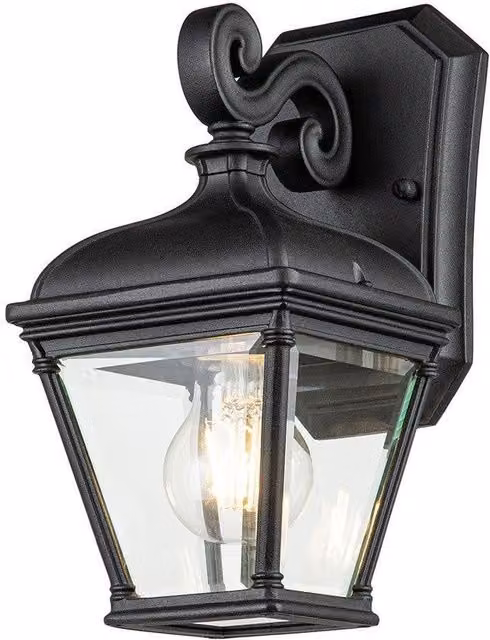 Netlighting Bayview Black Outdoor Wall Lantern with Transparent Glass and Aluminium Body, IP44