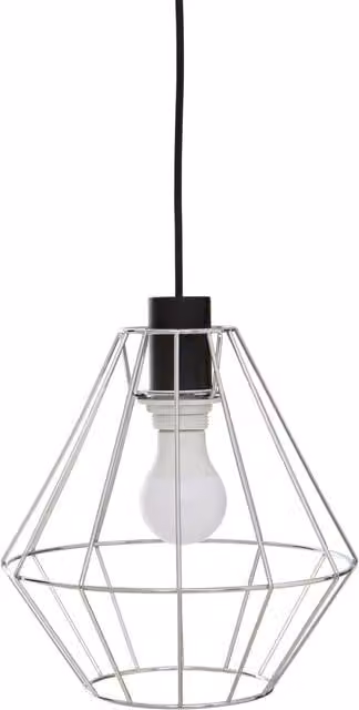 Orsina Black and Silver Chrome Cylindrical Cage Pendant Light in Metal
