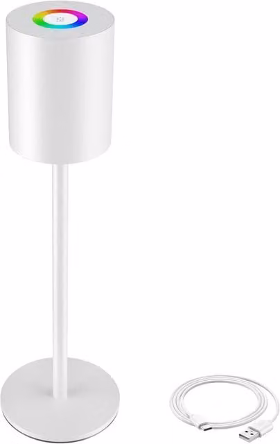 tectake Modern Rechargeable LED Table Lamp with Dimming Function and 7 Colour Options in White – 1