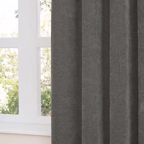 Furn Soft Chenille Blackout Pencil Pleat Curtain Pair in Charcoal Grey, W: 229 cm, H: 183 cm – 4