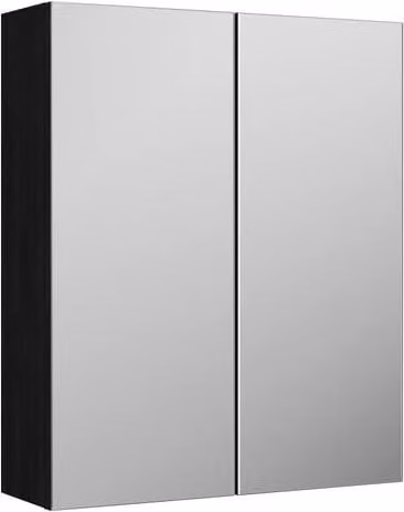 Balterley Modern Wall Mounted 50/50 Split Mirrored Bathroom Cabinet in Matt Black, Width: 60 cm