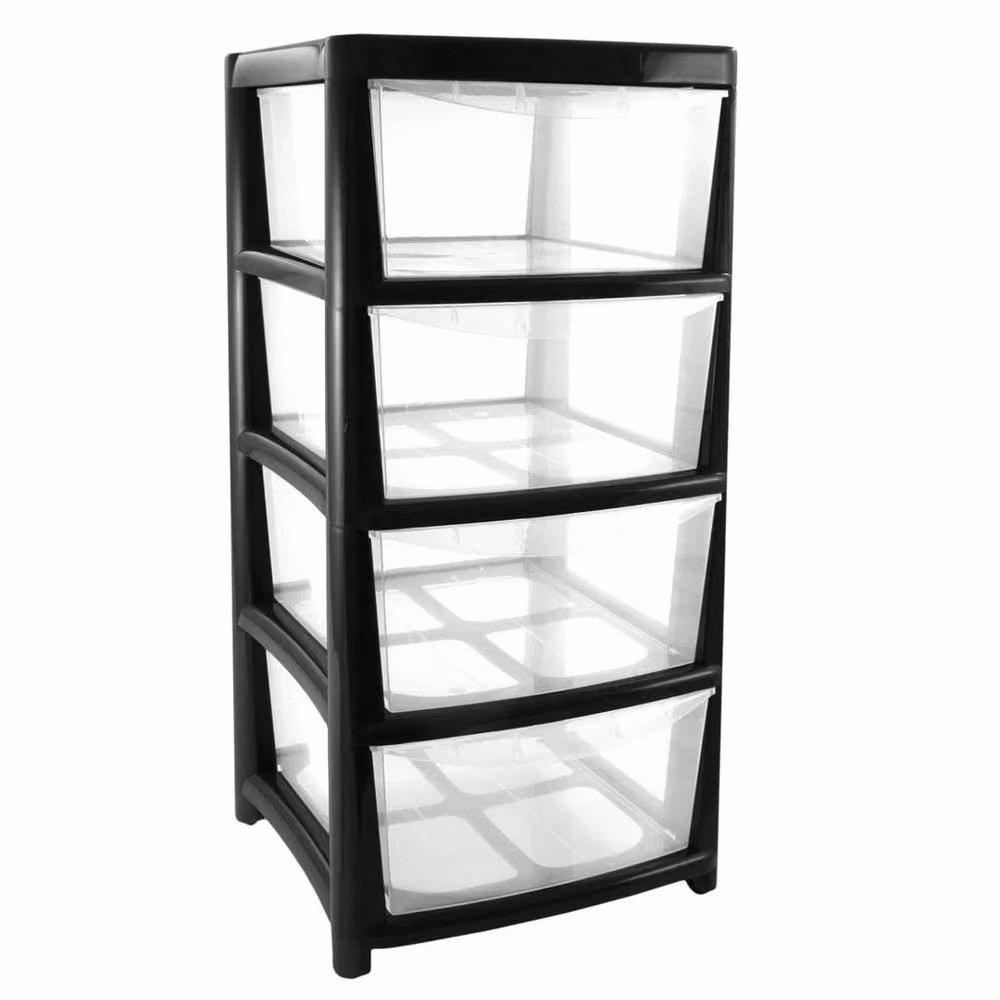 FLAVORA 4 Drawer Plastic Storage Tower in Black – 2